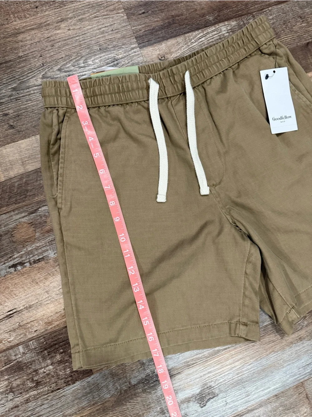 NWT Goodfellow & Co Men's Pull-On Drawstring Shorts Brown Khaki Twill Size Small